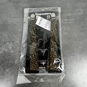 Buckle-Down Leopard Print Suspenders Brown‎ Animal Pattern SP-W31202 Zumiez NWT